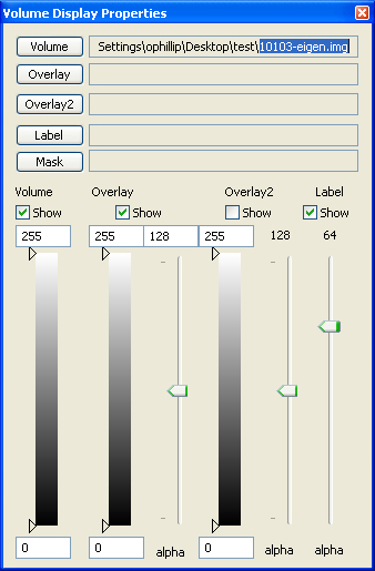 Volume Display Properties window